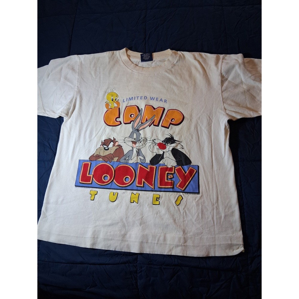 Vintage 1993 Looney‎ Tunes Camp Shirt Garment Graphics Single Stitch Mens Large